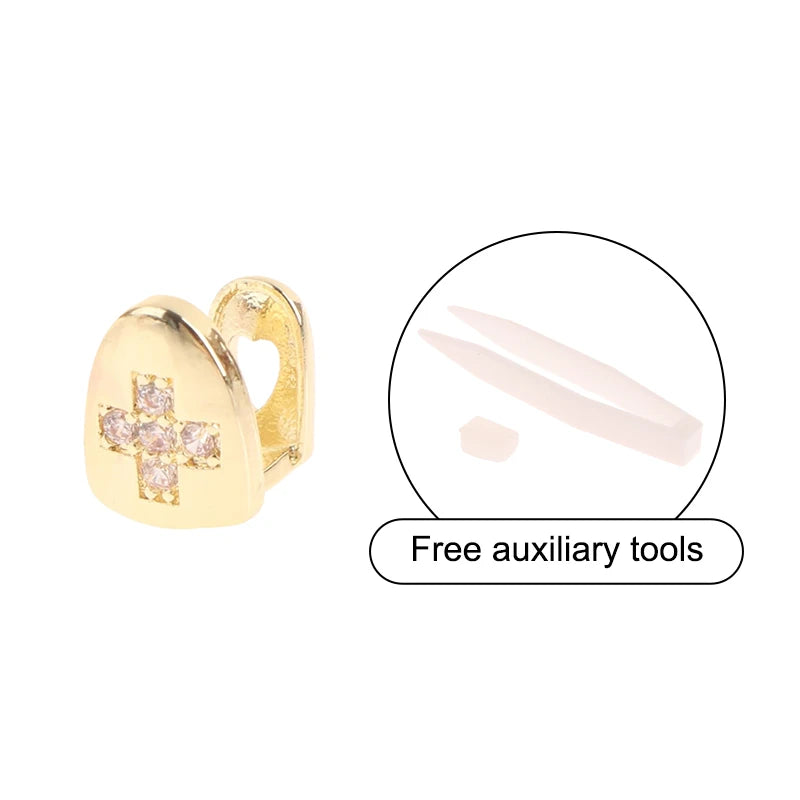 14-Style Dental Charms | Gold/Silver Diamond-Inlaid Star/Cross/Letter - Afrilinker