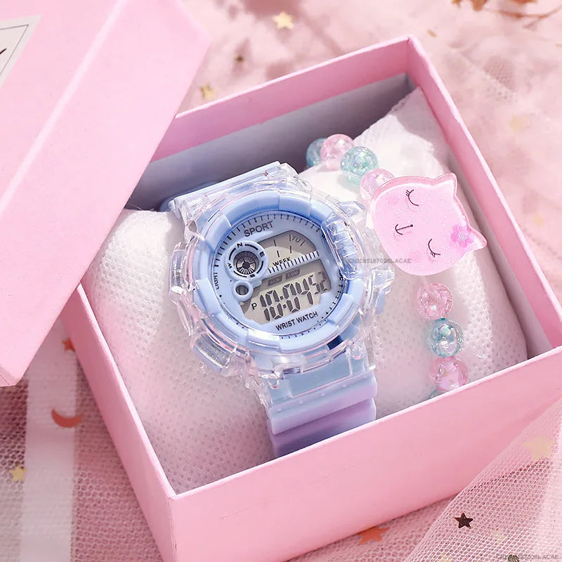 Girls' Digital Sport Watch Set - Colorful Silicone Band - Afrilinker