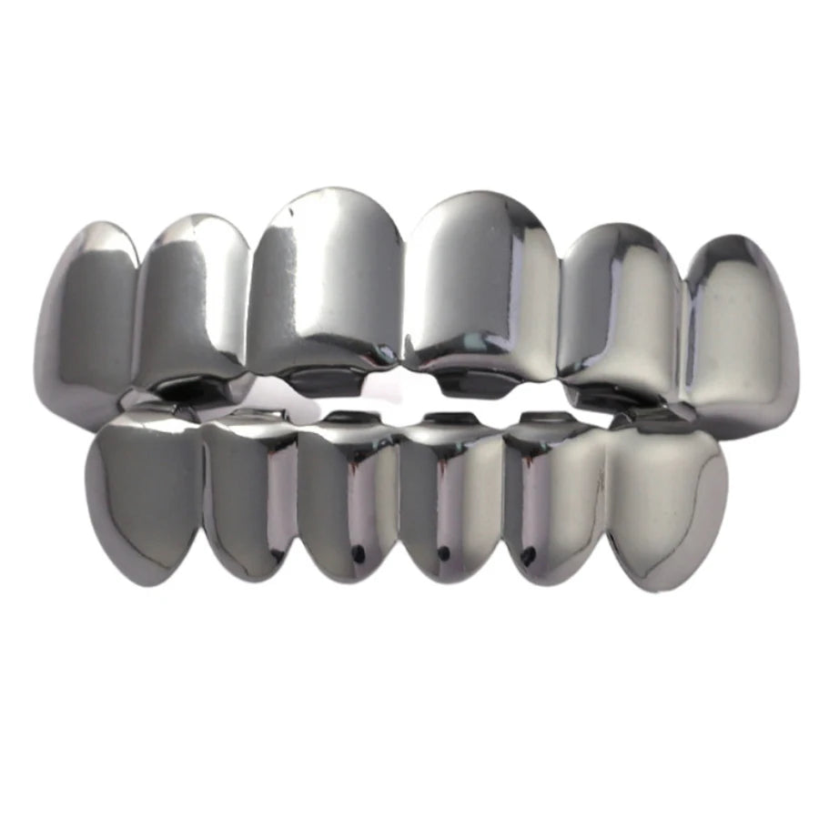 Classic Fashion 6/6 Teeth Grillz Hip Hop 14K Gold Plated Tooth Caps Decor Braces Dental Grills For Women Men Jewelry - Afrilinker