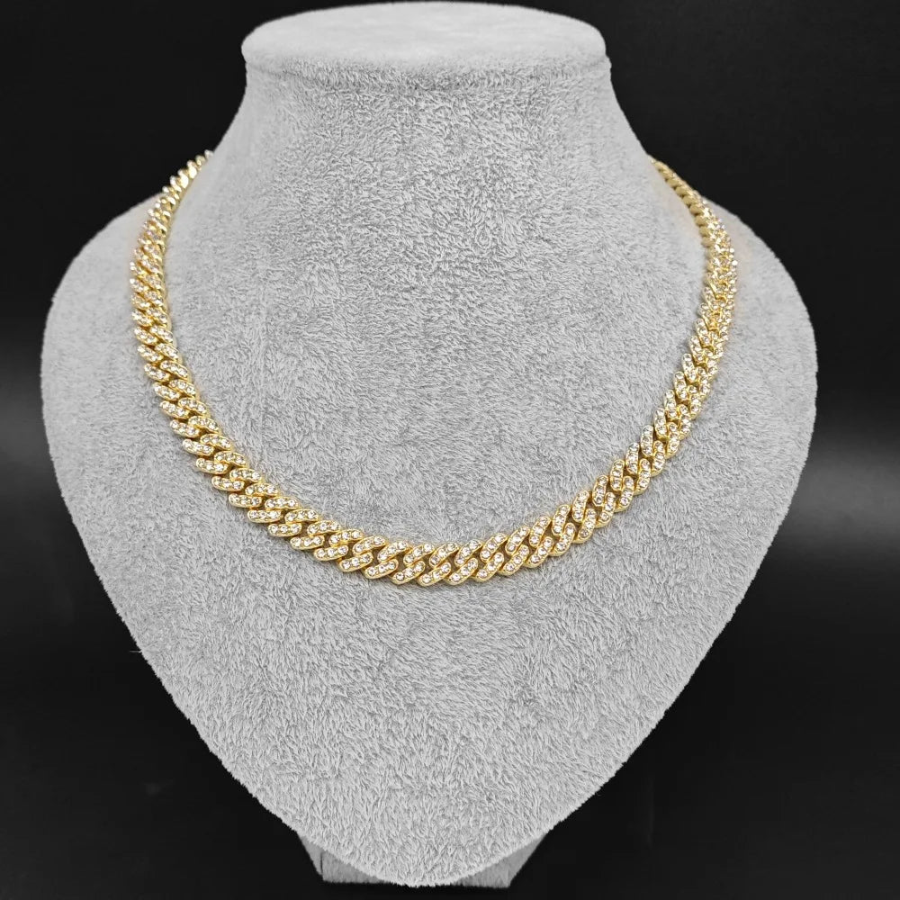 Hip Hop Iced Out 9MM Cuban Link Chain Necklace - Afrilinker