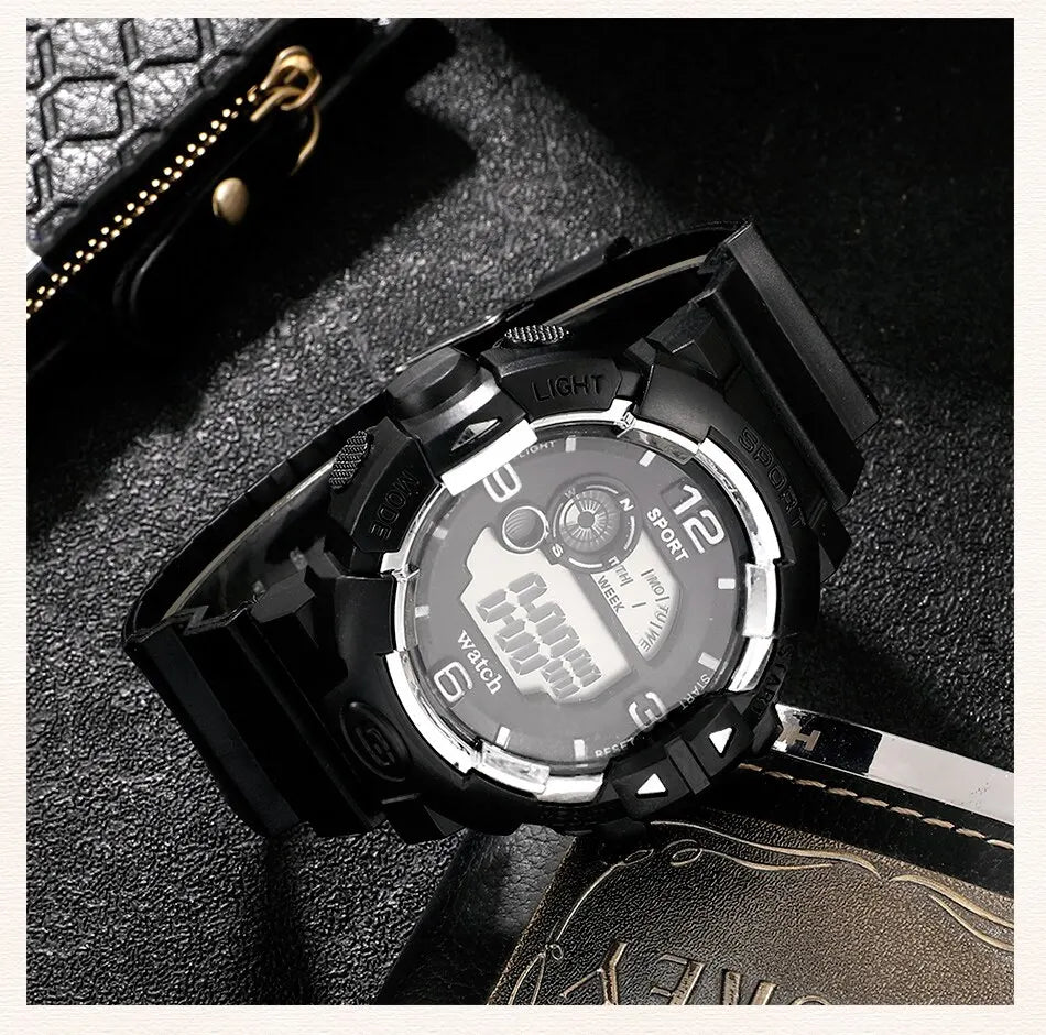 Sport Digital Display Watch - Black Silicone Band, 3Bar Water Resistance - Afrilinker