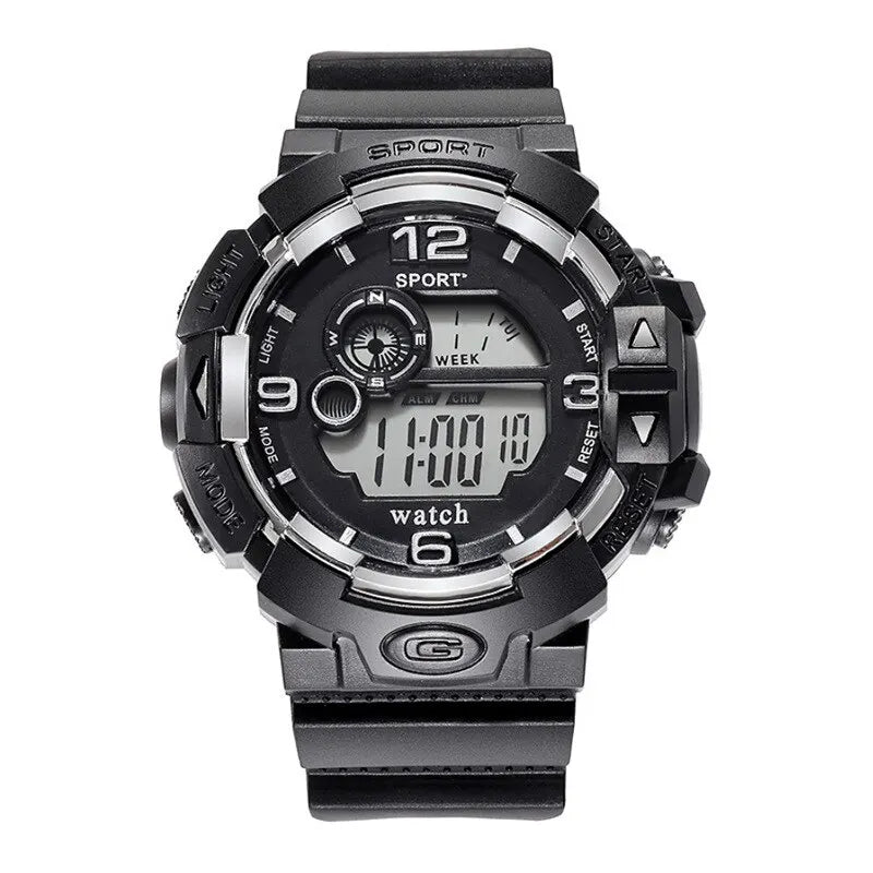 Sport Digital Display Watch - Black Silicone Band, 3Bar Water Resistance - Afrilinker