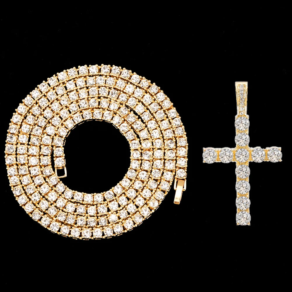 Hip Hop Iced Out Cross Pendant Necklace - Afrilinker