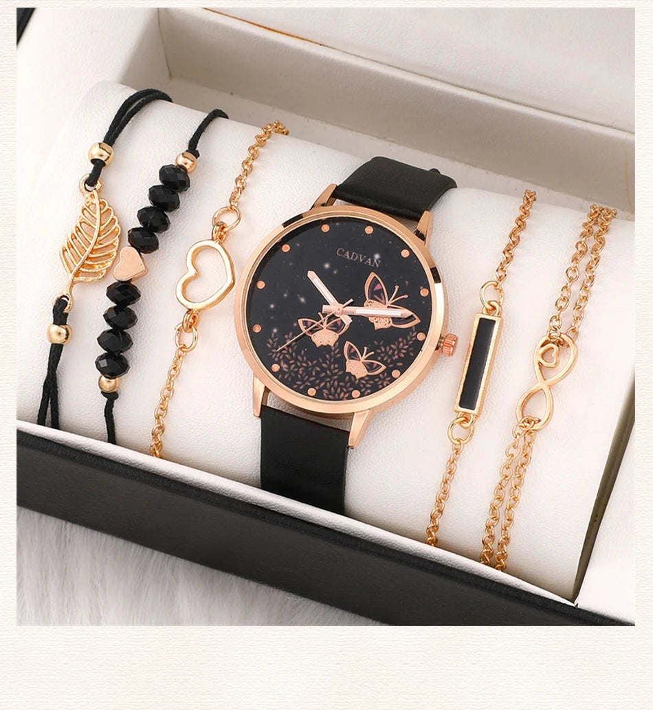 3 - Style Women's Leather Band Watch & Bracelet Set - Afrilinker