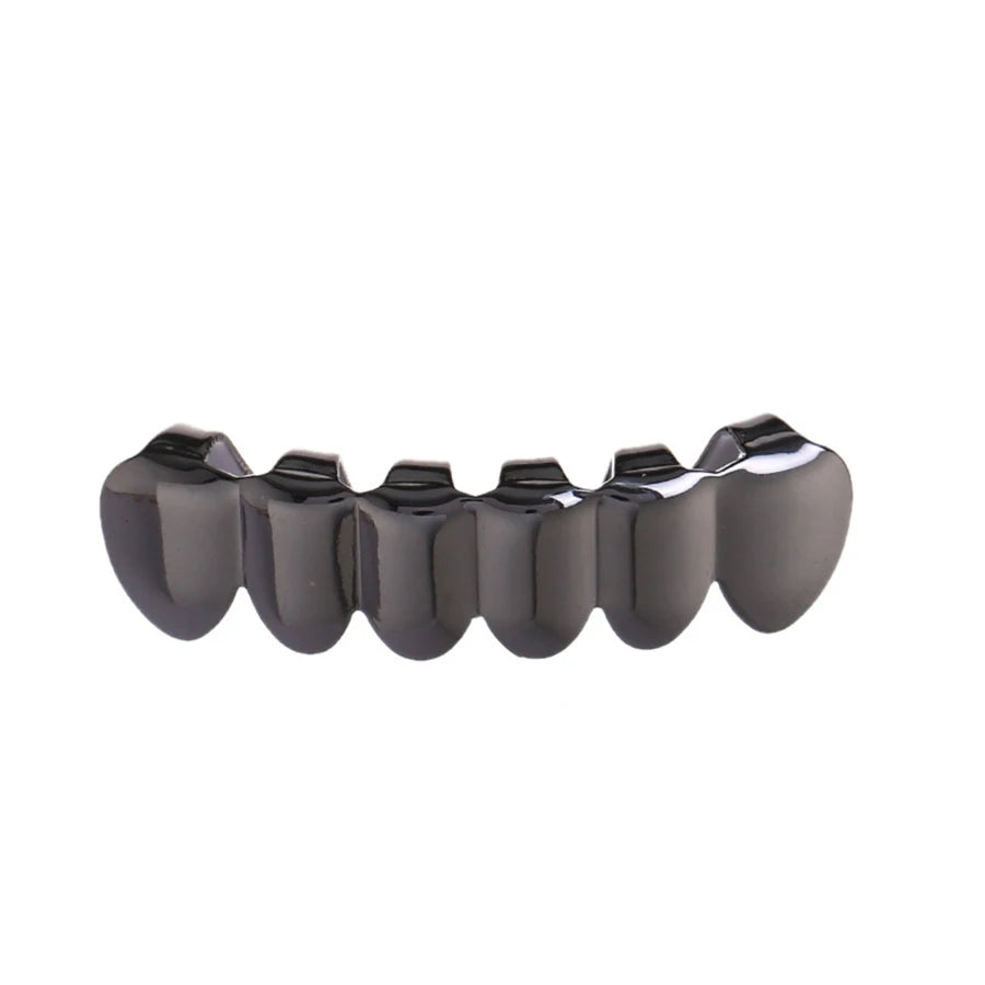Classic Fashion 6/6 Teeth Grillz Hip Hop 14K Gold Plated Tooth Caps Decor Braces Dental Grills For Women Men Jewelry - Afrilinker