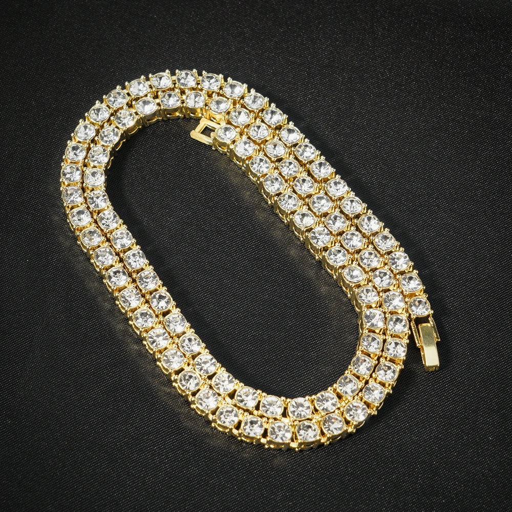 Hip Hop Iced Out Crystal Cuban Link Chain Necklace - Afrilinker