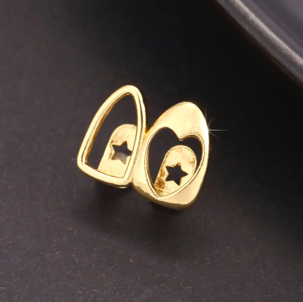 Heart - Shaped Stainless Steel Dental Grills Trendy Body Jewelry - Afrilinker