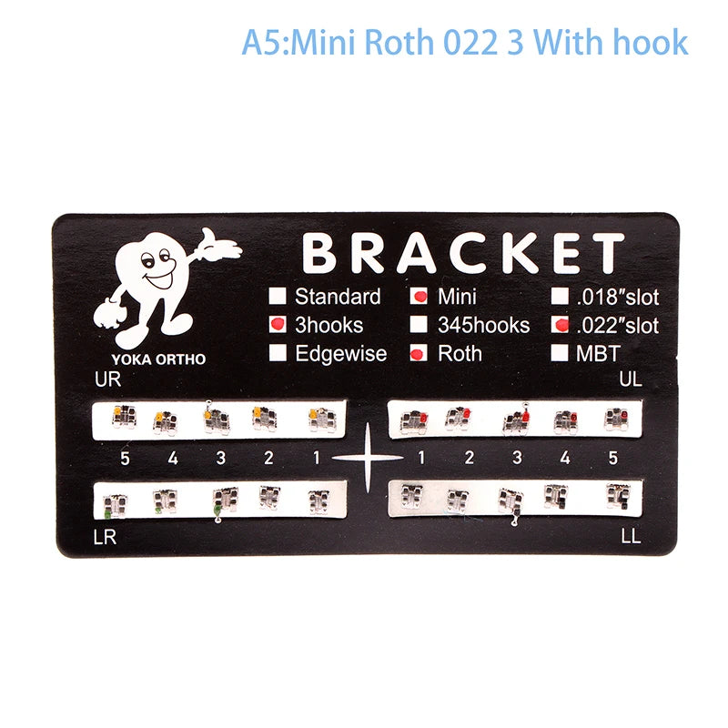 20Pcs Dental Brackets Orthodontic Brace Metal Mini Standard Dentist Bracket Roth MBT 022 Slot Hooks 345 - Afrilinker