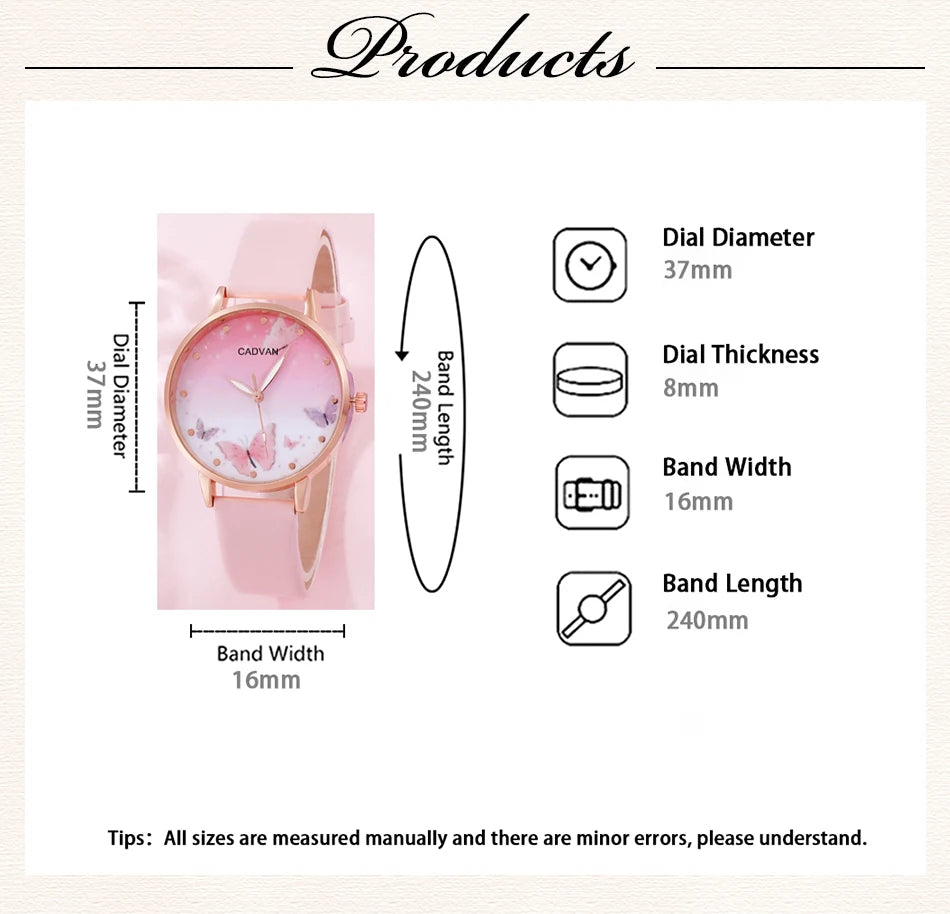 Women's Pink Butterfly Watch & Jewelry Set - Afrilinker