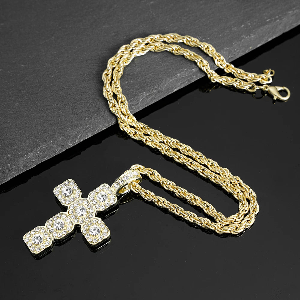 Hip Hop Iced Out Cross Pendant Necklace - Afrilinker