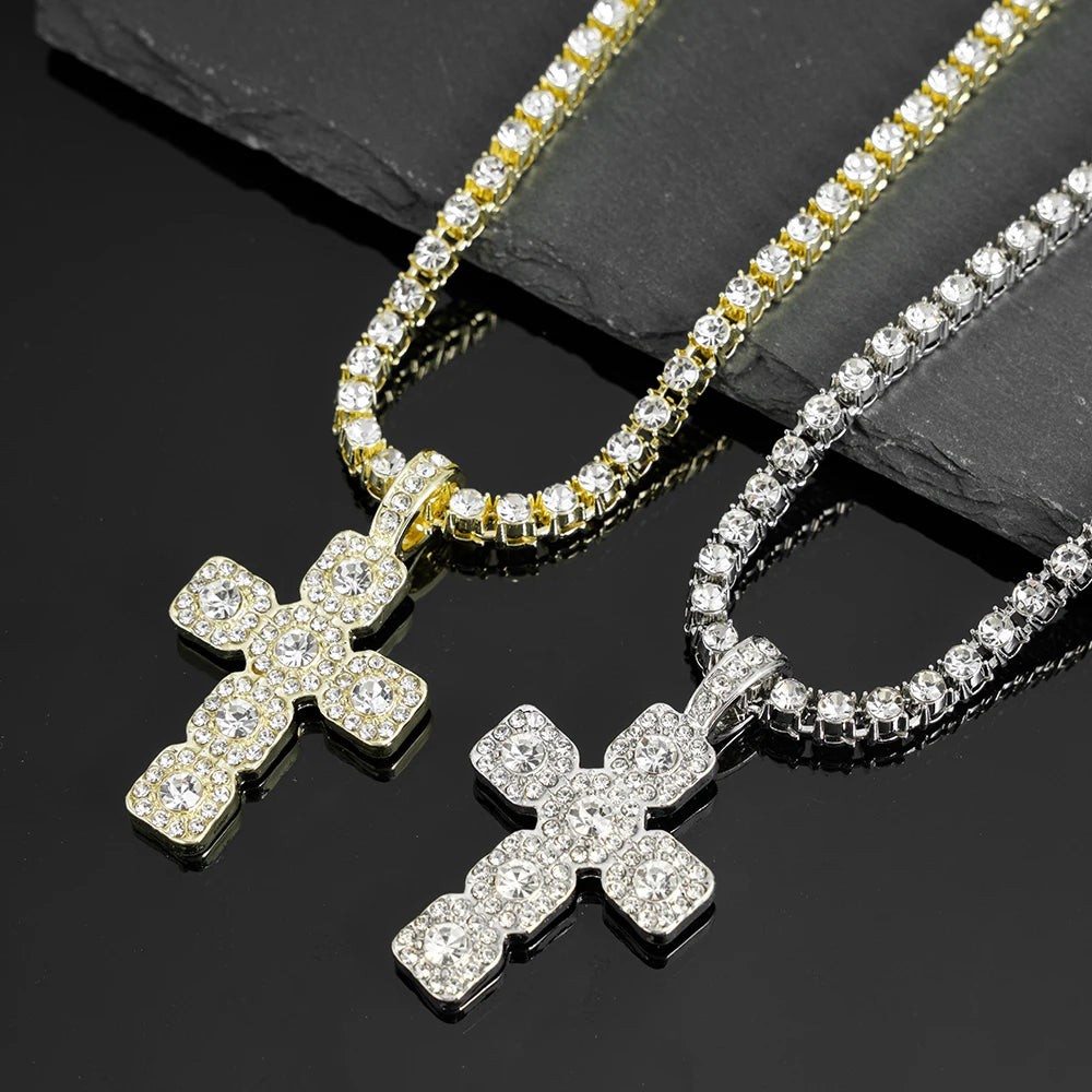 Hip Hop Iced Out Cross Pendant Necklace - Afrilinker