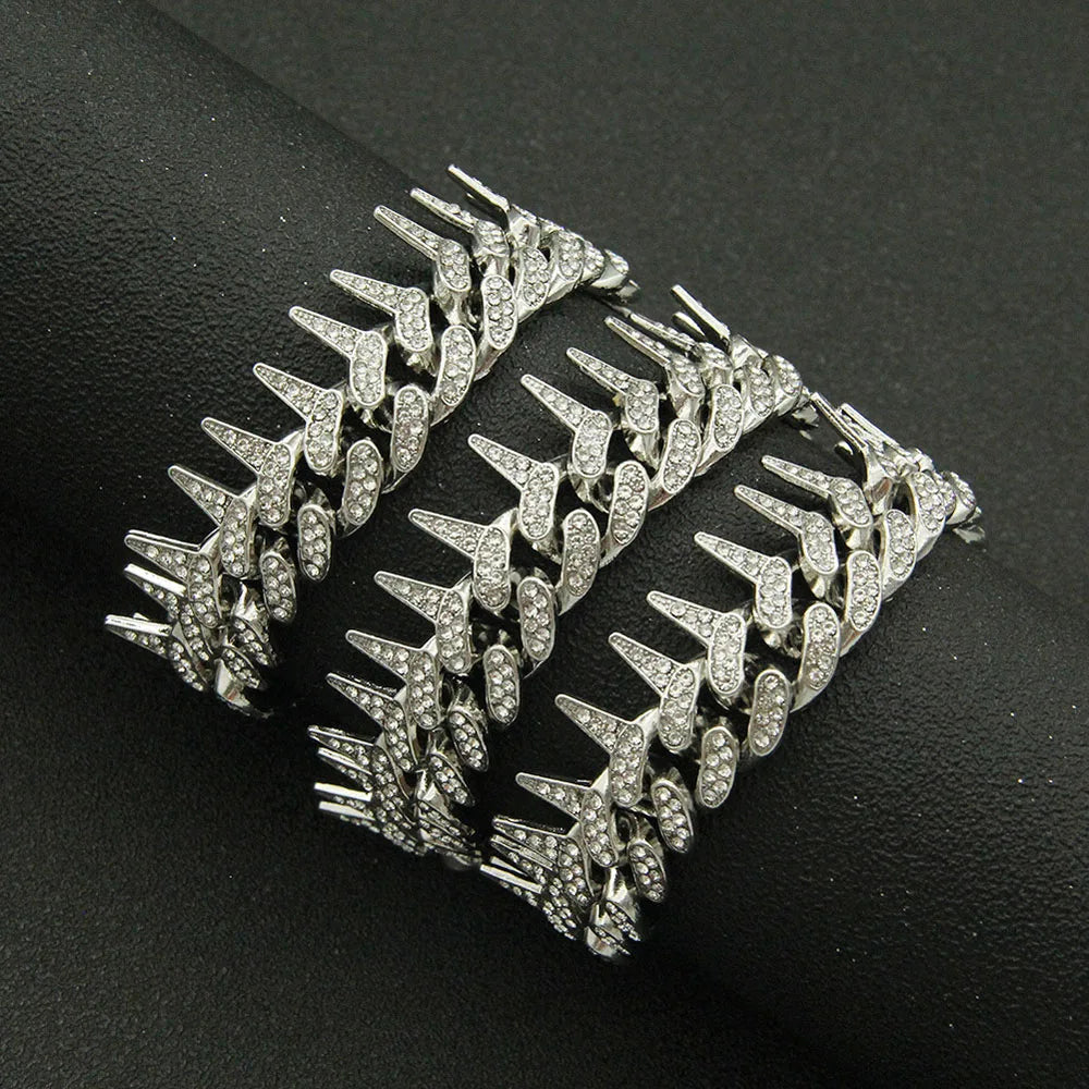 Hip Hop Iced Out Thorns Cuban Chain Necklace - Afrilinker