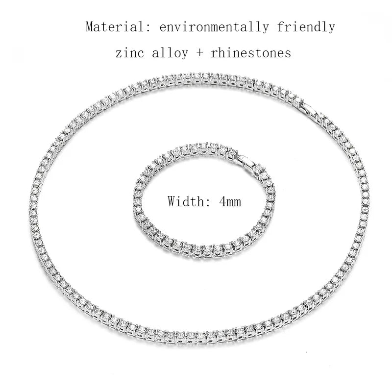 Hip Hop Iced Out 4mm Tennis Chain Necklace - Afrilinker