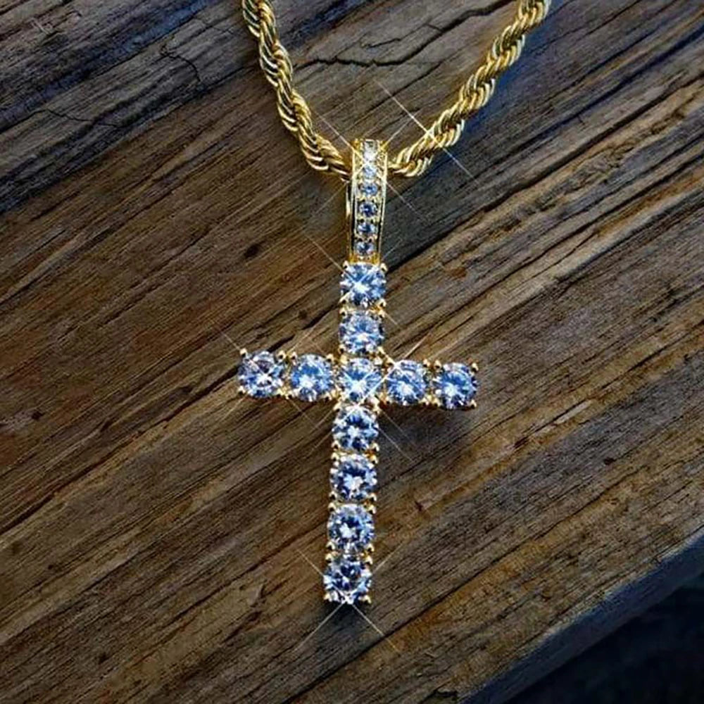Hip Hop Iced Out Cross Pendant Necklace - Afrilinker
