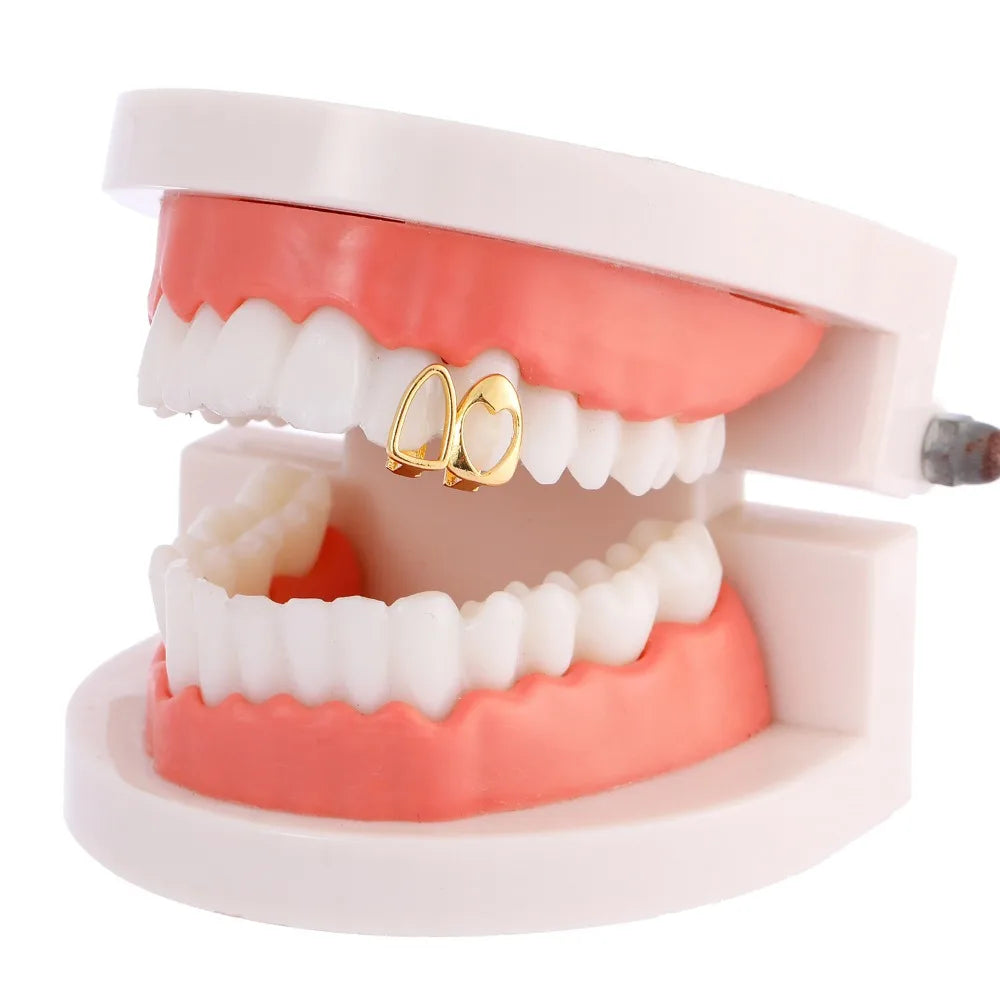 Heart - Shaped Stainless Steel Dental Grills Trendy Body Jewelry - Afrilinker