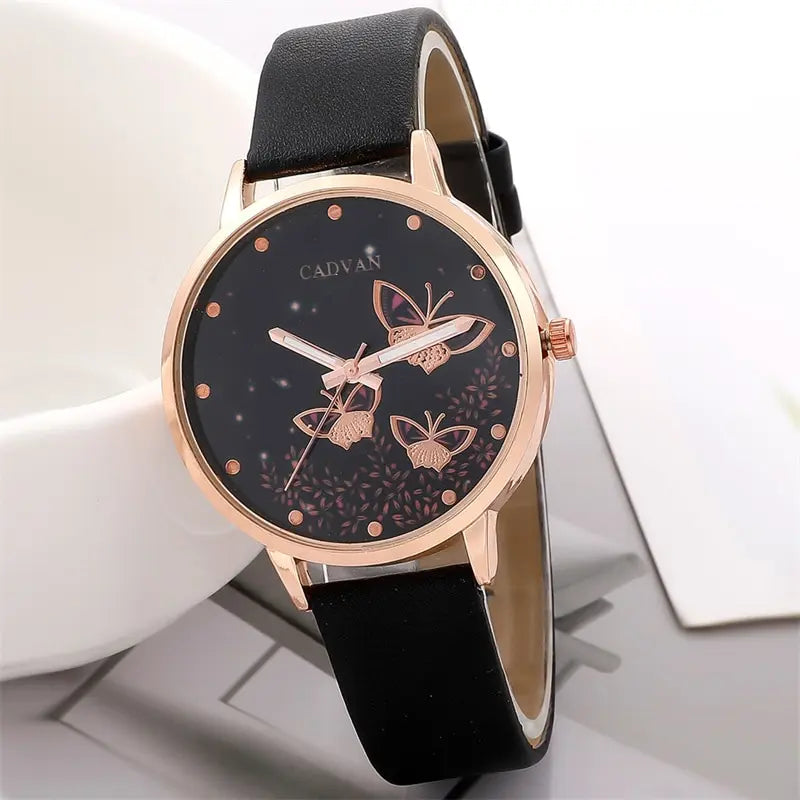 3 - Style Women's Leather Band Watch & Bracelet Set - Afrilinker