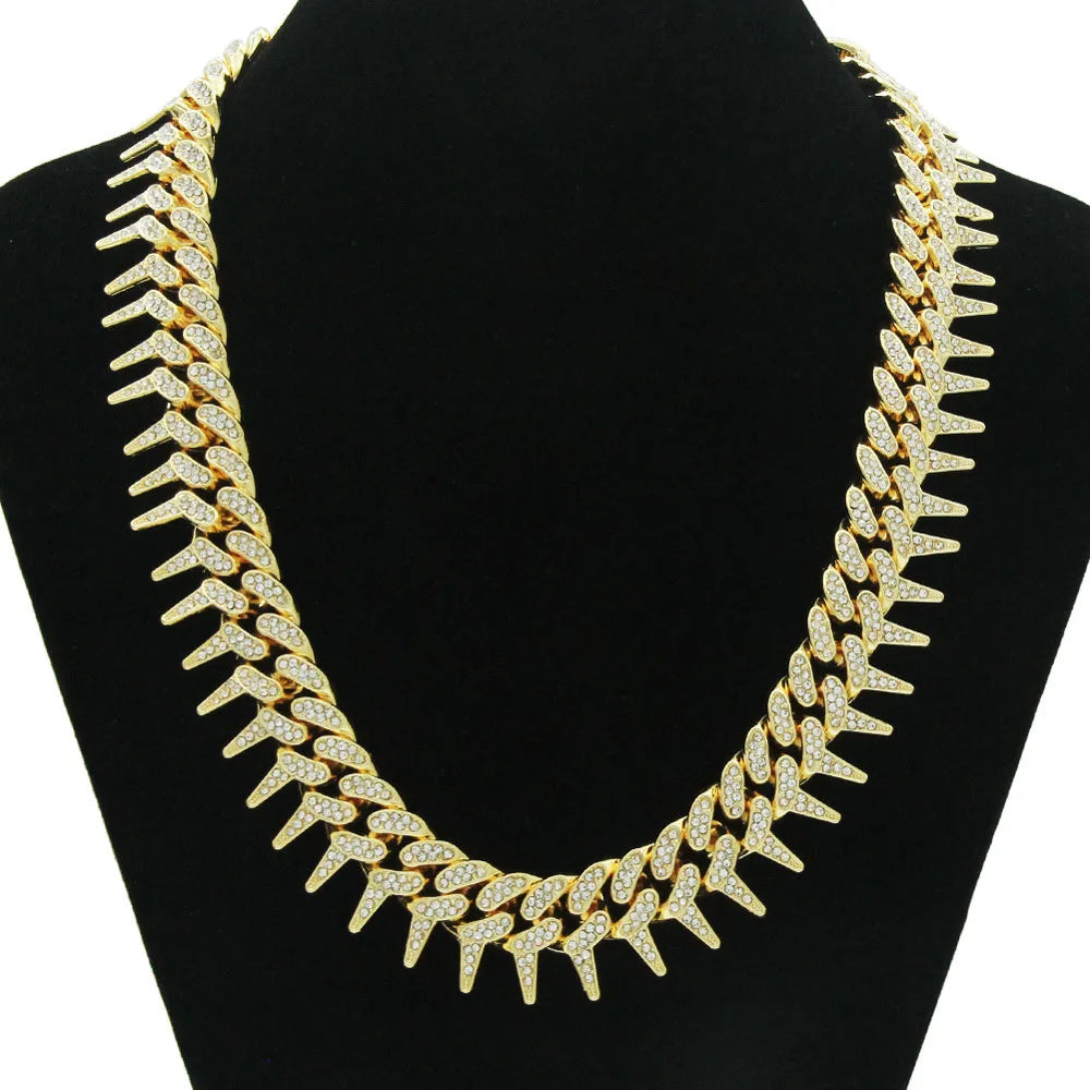 Hip Hop Iced Out Thorns Cuban Chain Necklace - Afrilinker