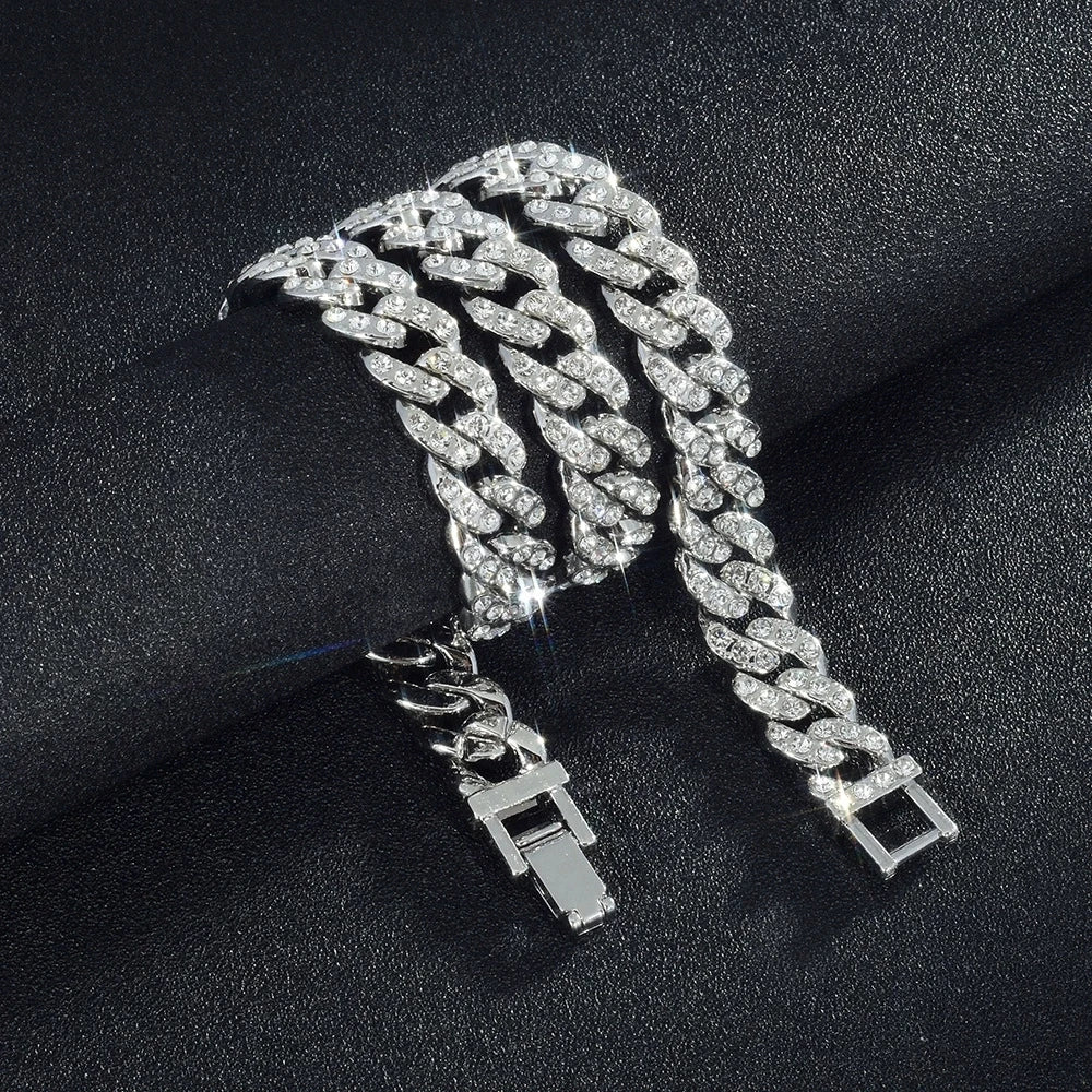 Unisex Hip Hop Iced Out 9MM Miami Cuban Chain Necklace - Afrilinker