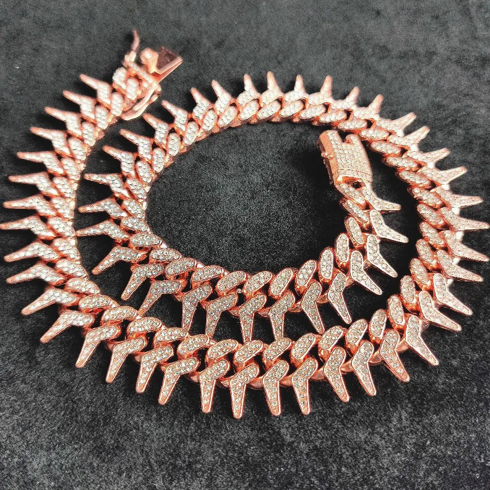 Hip Hop Iced Out Thorns Cuban Chain Necklace - Afrilinker