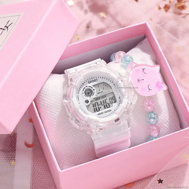 Girls' Digital Sport Watch Set - Colorful Silicone Band - Afrilinker