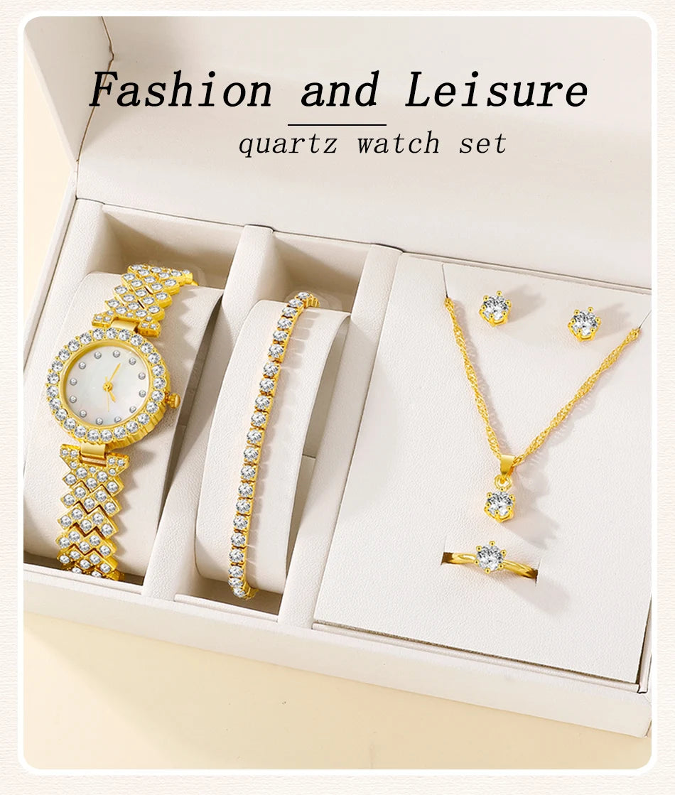 Women's Crystal Watch & Jewelry Set - Afrilinker
