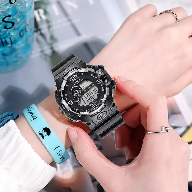 Sport Digital Display Watch - Black Silicone Band, 3Bar Water Resistance - Afrilinker