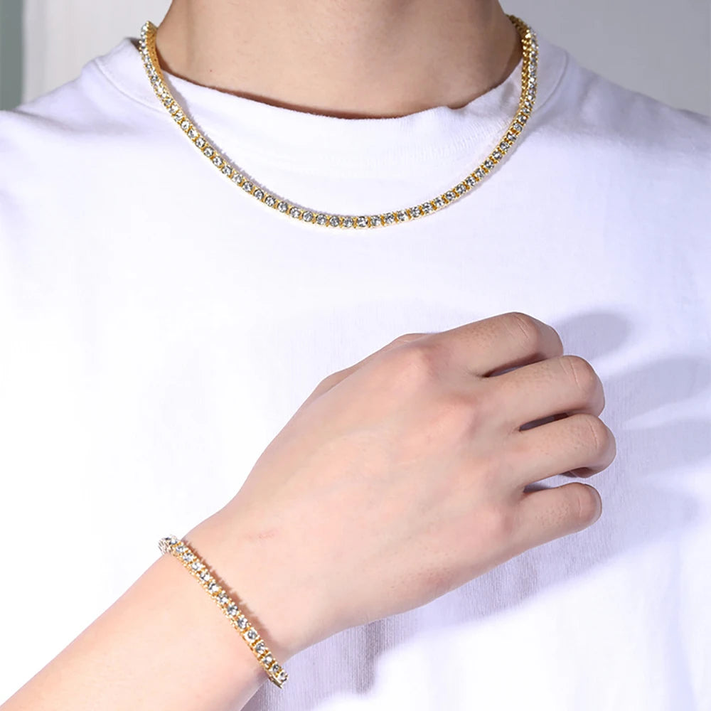 Hip Hop Iced Out 4mm Tennis Chain Necklace - Afrilinker