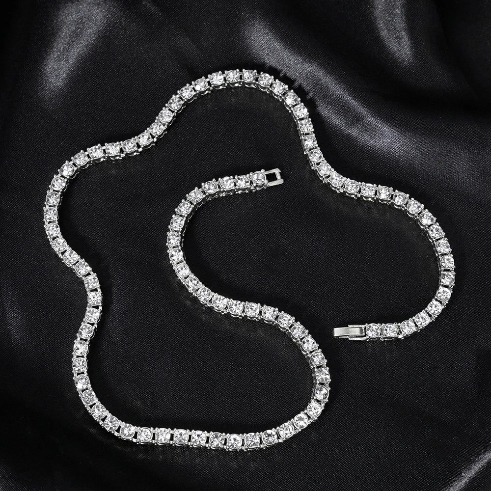 Classic Iced Out Rhinestone Link Chain Necklace - Afrilinker