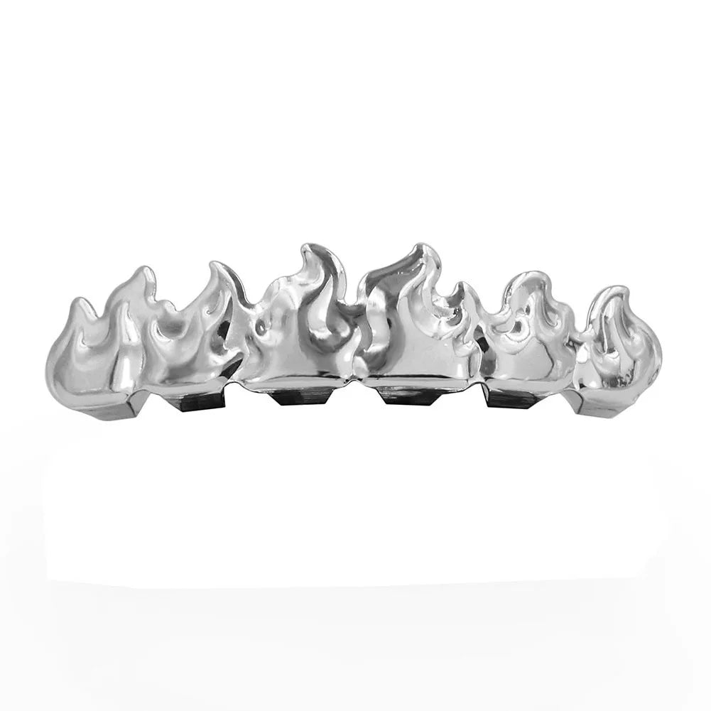 Gold/Silver Flame - Shaped Copper Dental Grillz - Afrilinker