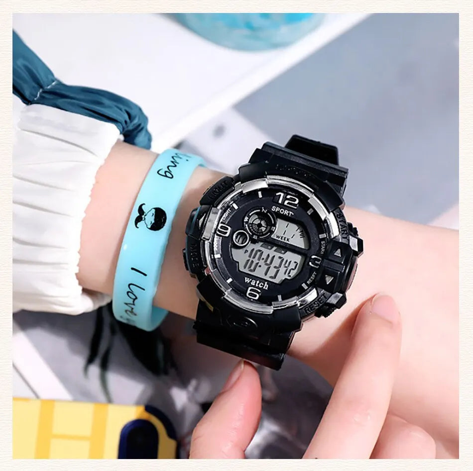 Sport Digital Display Watch - Black Silicone Band, 3Bar Water Resistance - Afrilinker