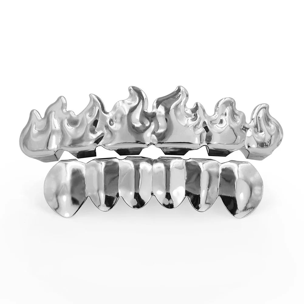 Gold/Silver Flame - Shaped Copper Dental Grillz - Afrilinker