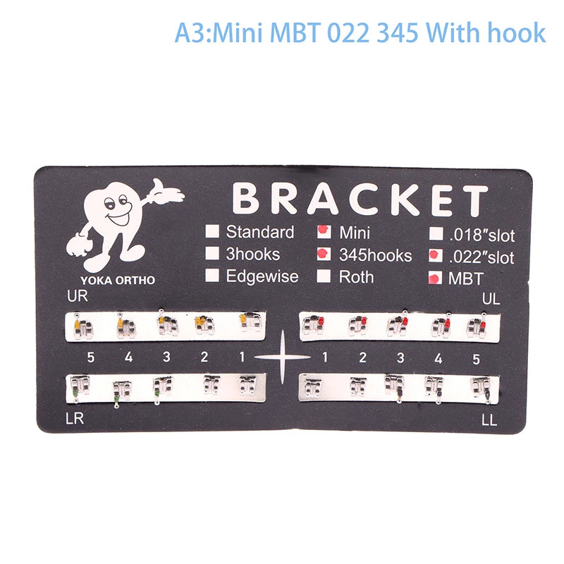 20Pcs Dental Brackets Orthodontic Brace Metal Mini Standard Dentist Bracket Roth MBT 022 Slot Hooks 345 - Afrilinker