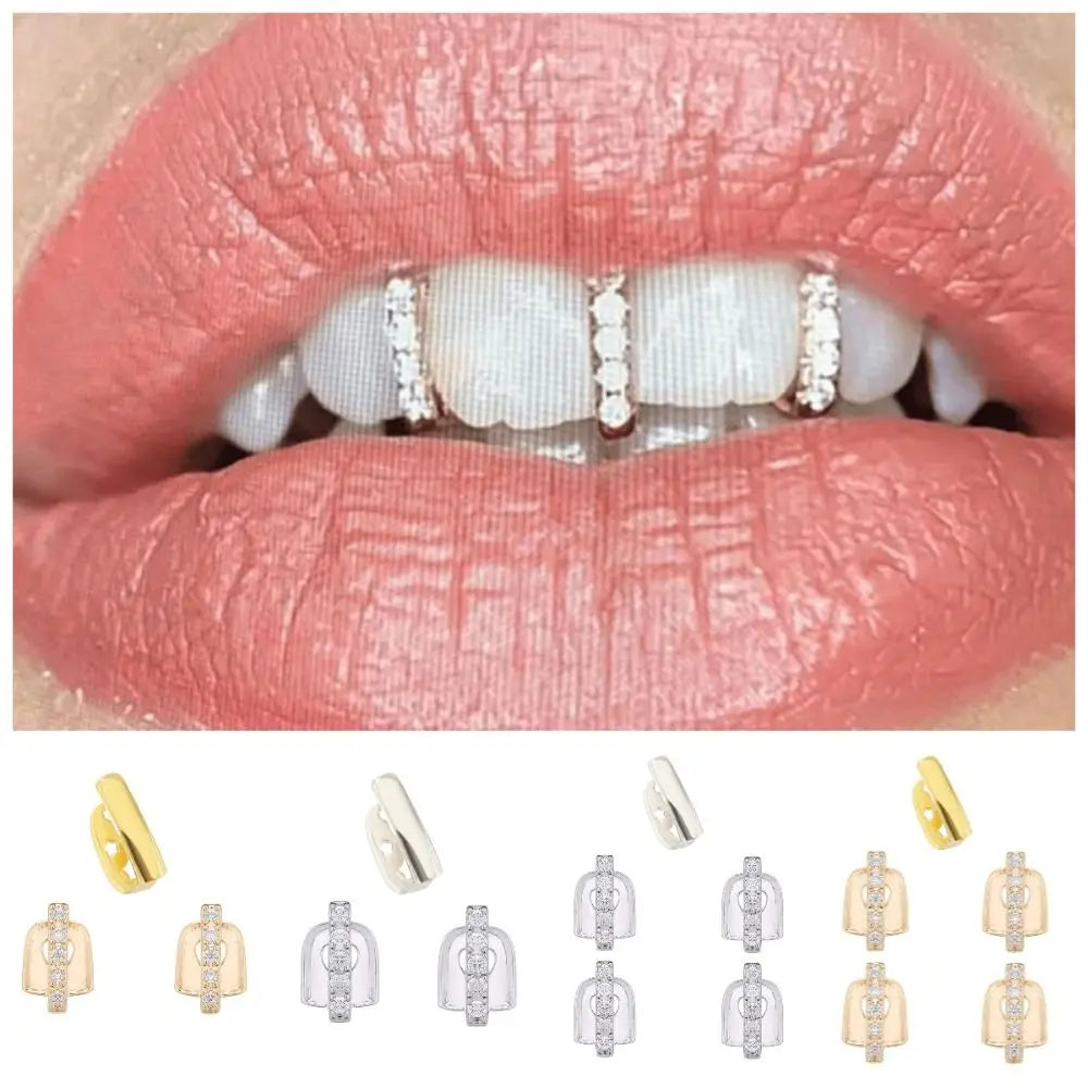 Stainless Steel Dental Grillz Set - Trendy Tooth Jewelry - Afrilinker