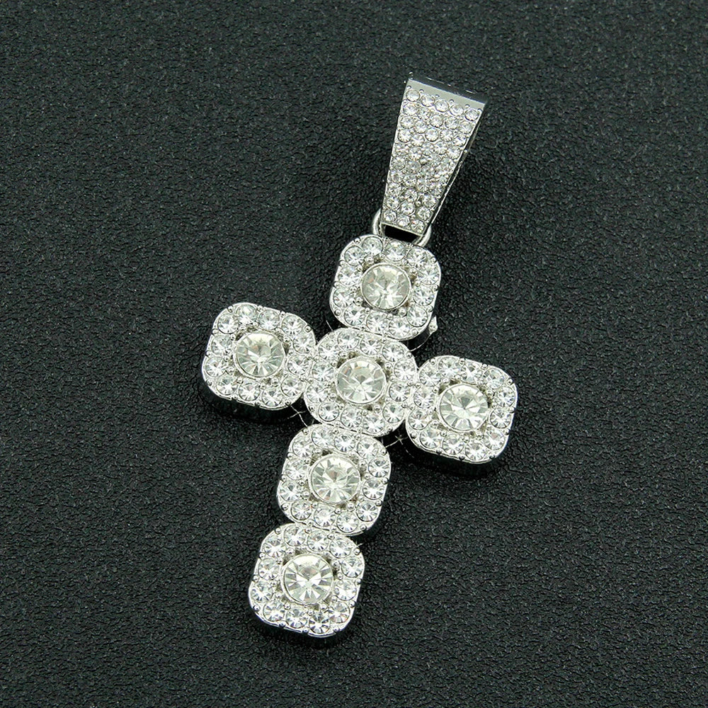 Hip Hop Square Cross Pendant Necklace with 13mm Cuban Chain - Afrilinker