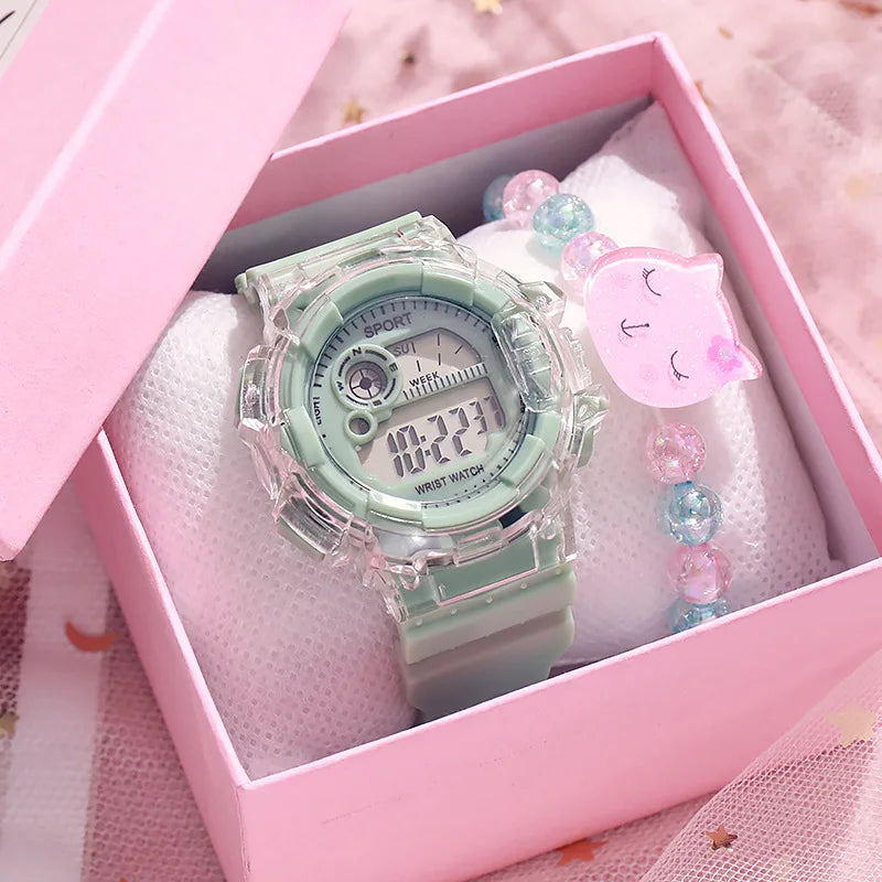 Girls' Digital Sport Watch Set - Colorful Silicone Band - Afrilinker