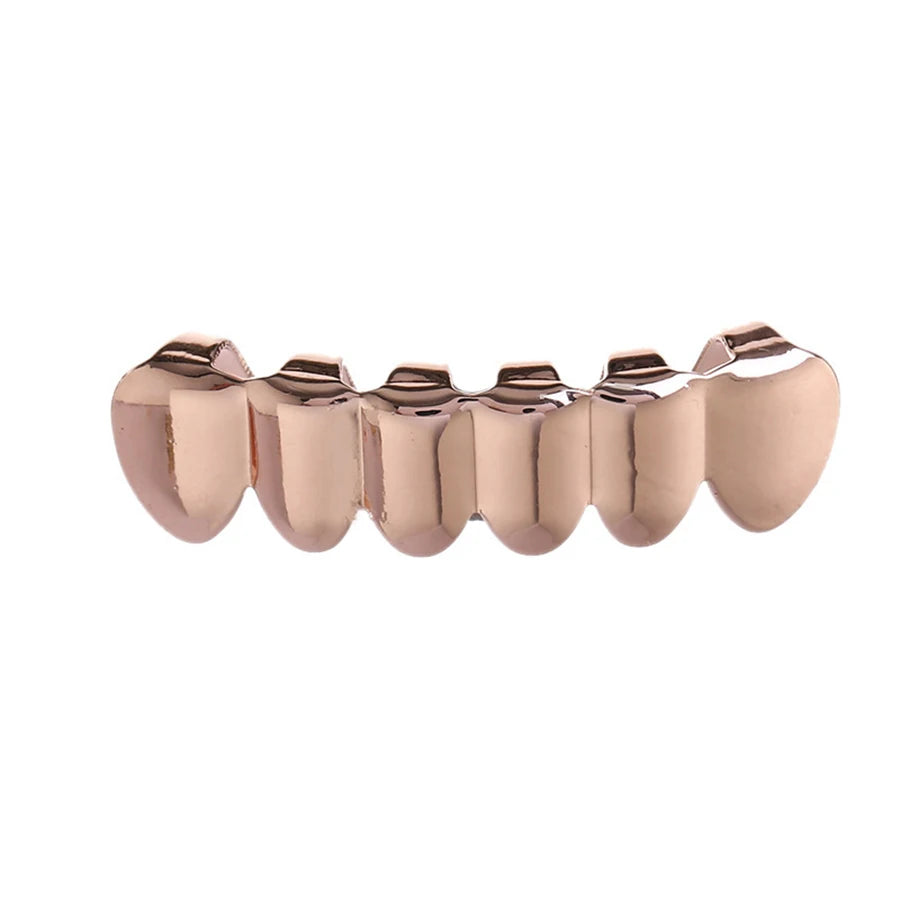 Classic Fashion 6/6 Teeth Grillz Hip Hop 14K Gold Plated Tooth Caps Decor Braces Dental Grills For Women Men Jewelry - Afrilinker