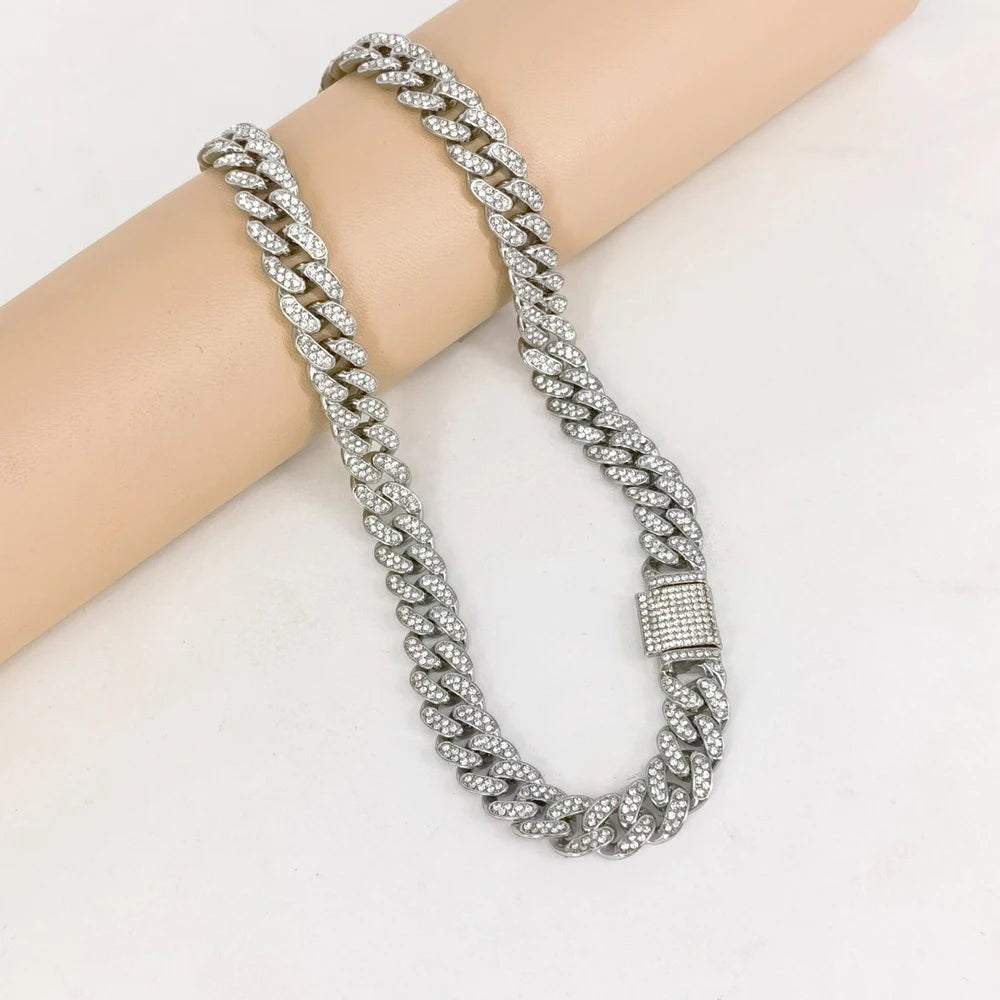 Unisex Hip Hop Iced Out Cuban Chain Necklace - Afrilinker