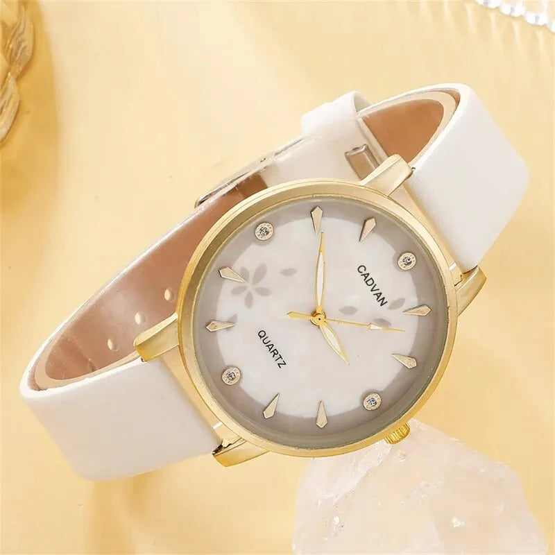 Women's Leather Band Quartz Watch Set - 5 - Piece Fashion Casual - Afrilinker