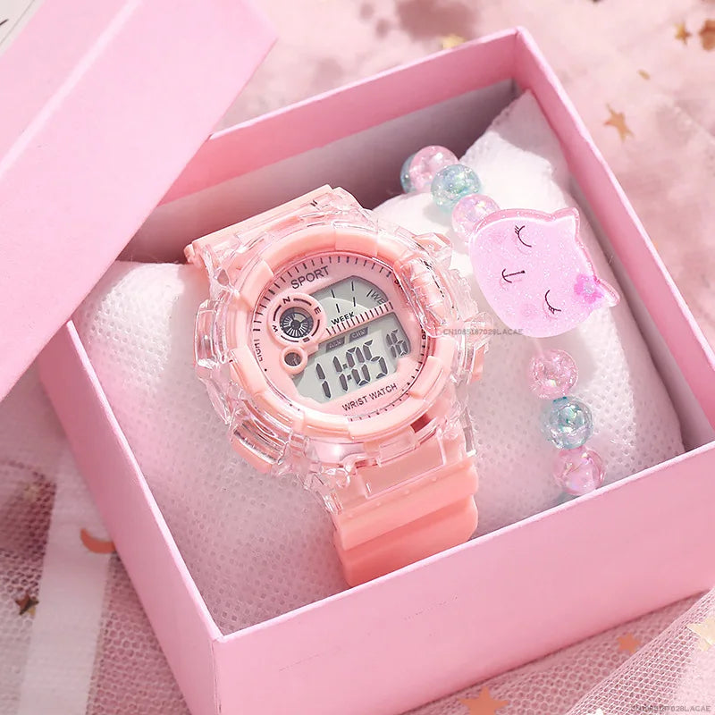 Girls' Digital Sport Watch Set - Colorful Silicone Band - Afrilinker