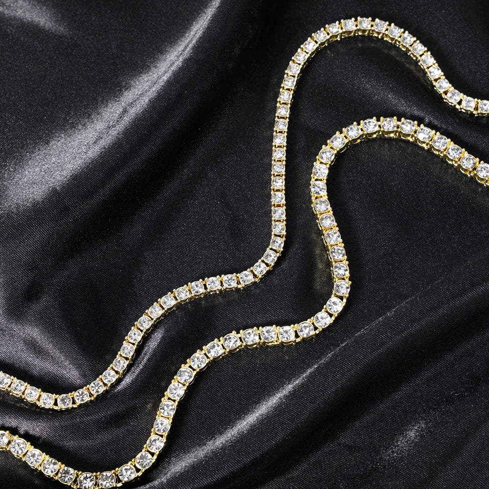 Classic Iced Out Rhinestone Link Chain Necklace - Afrilinker