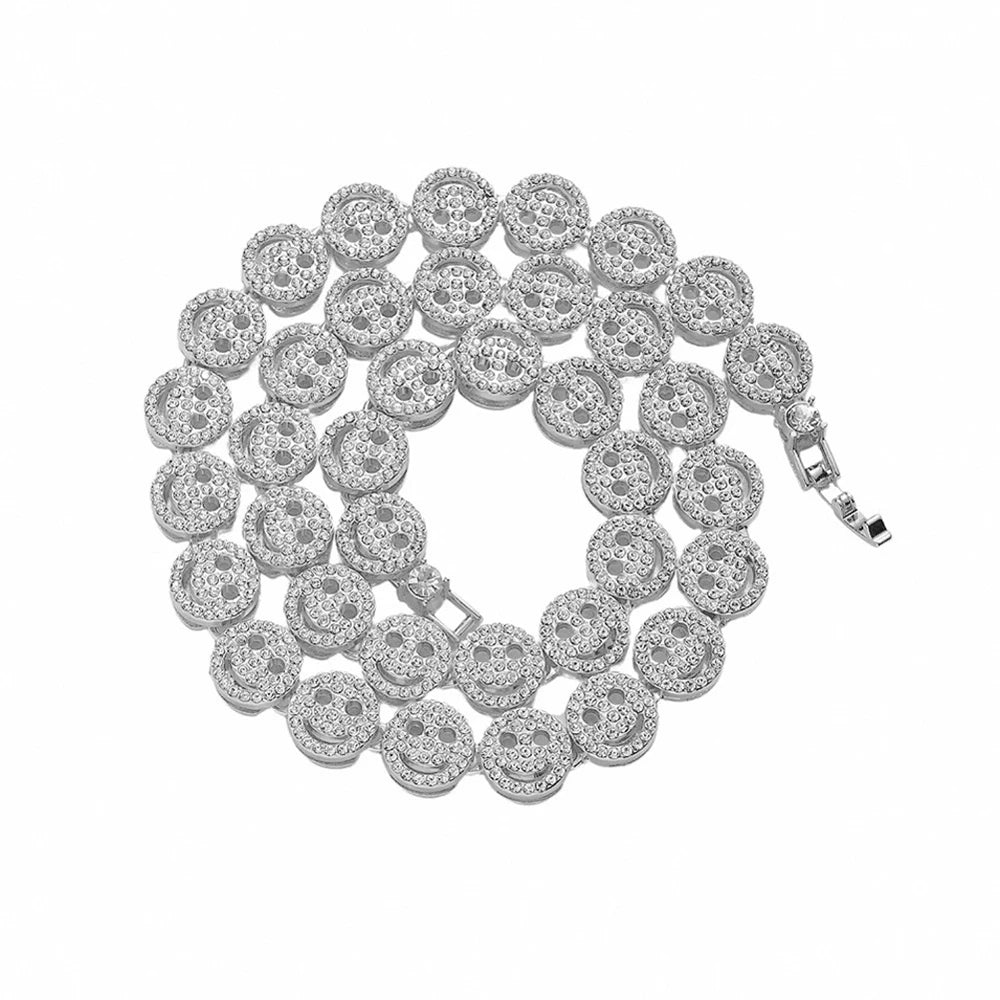 Hip Hop Iced Out Smiley Tennis Chain Necklace - Afrilinker