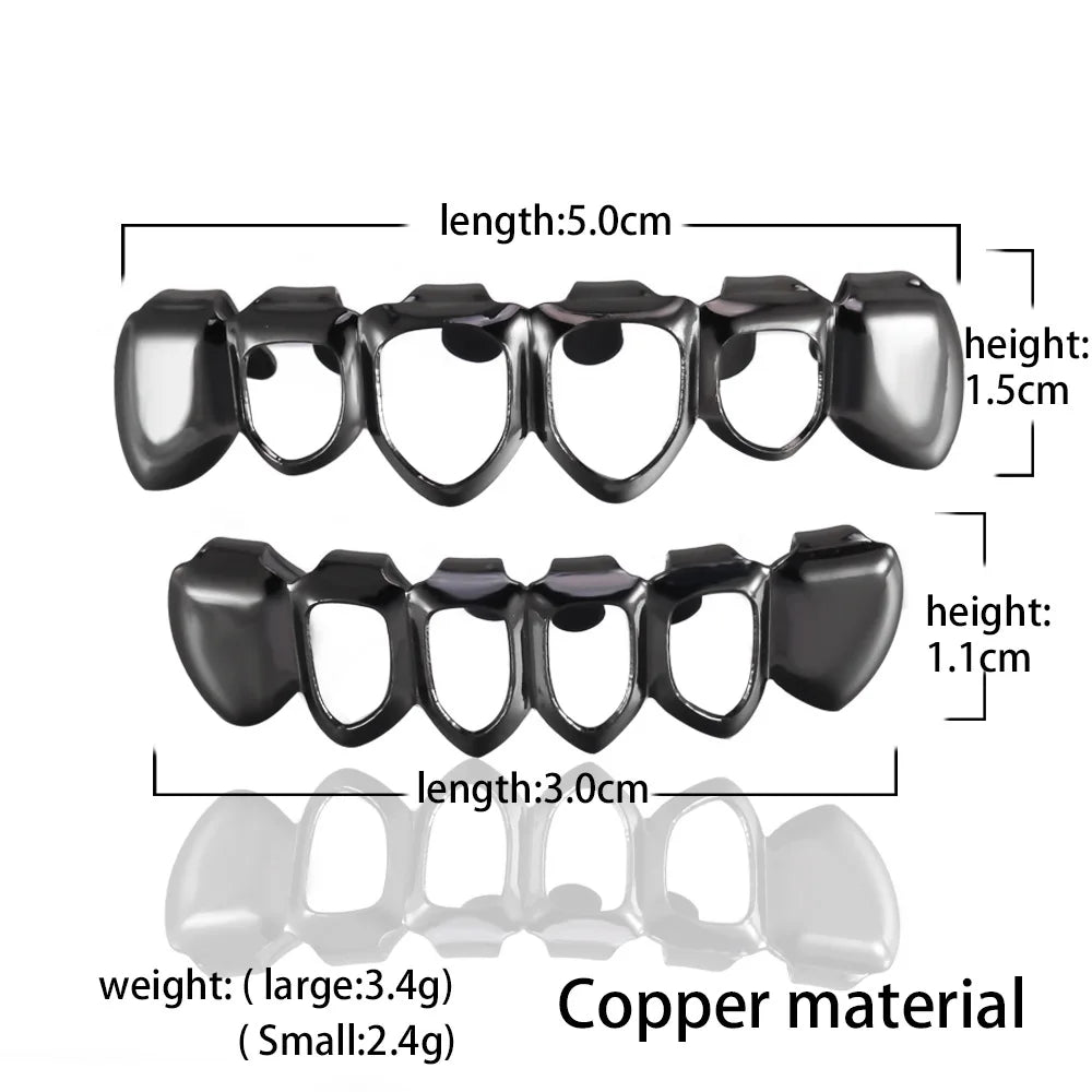Punk Copper Hip-hop Grillz - 4 Colors (Gold/Silver/Rose Gold/Gun Black) - Afrilinker