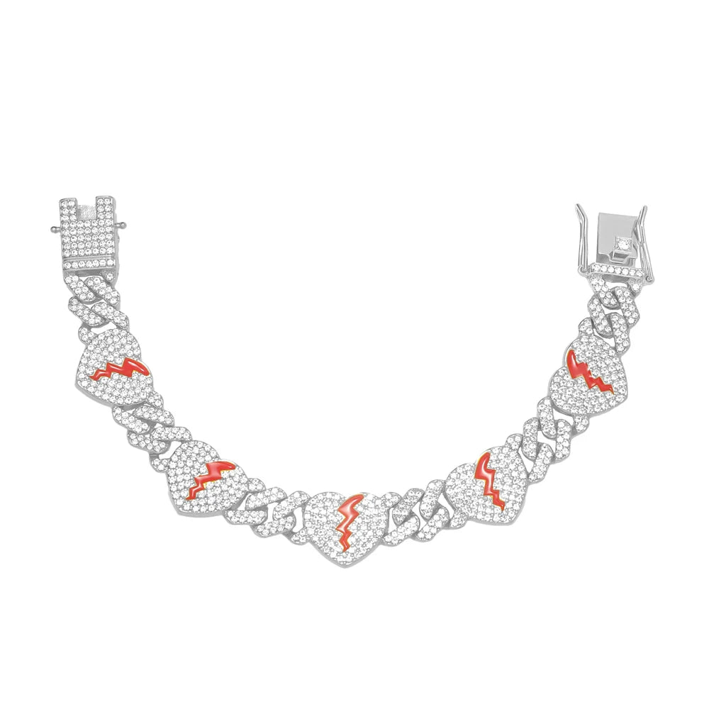 Hip Hop Iced Out Heart Pendant Link Chain Necklace - Afrilinker