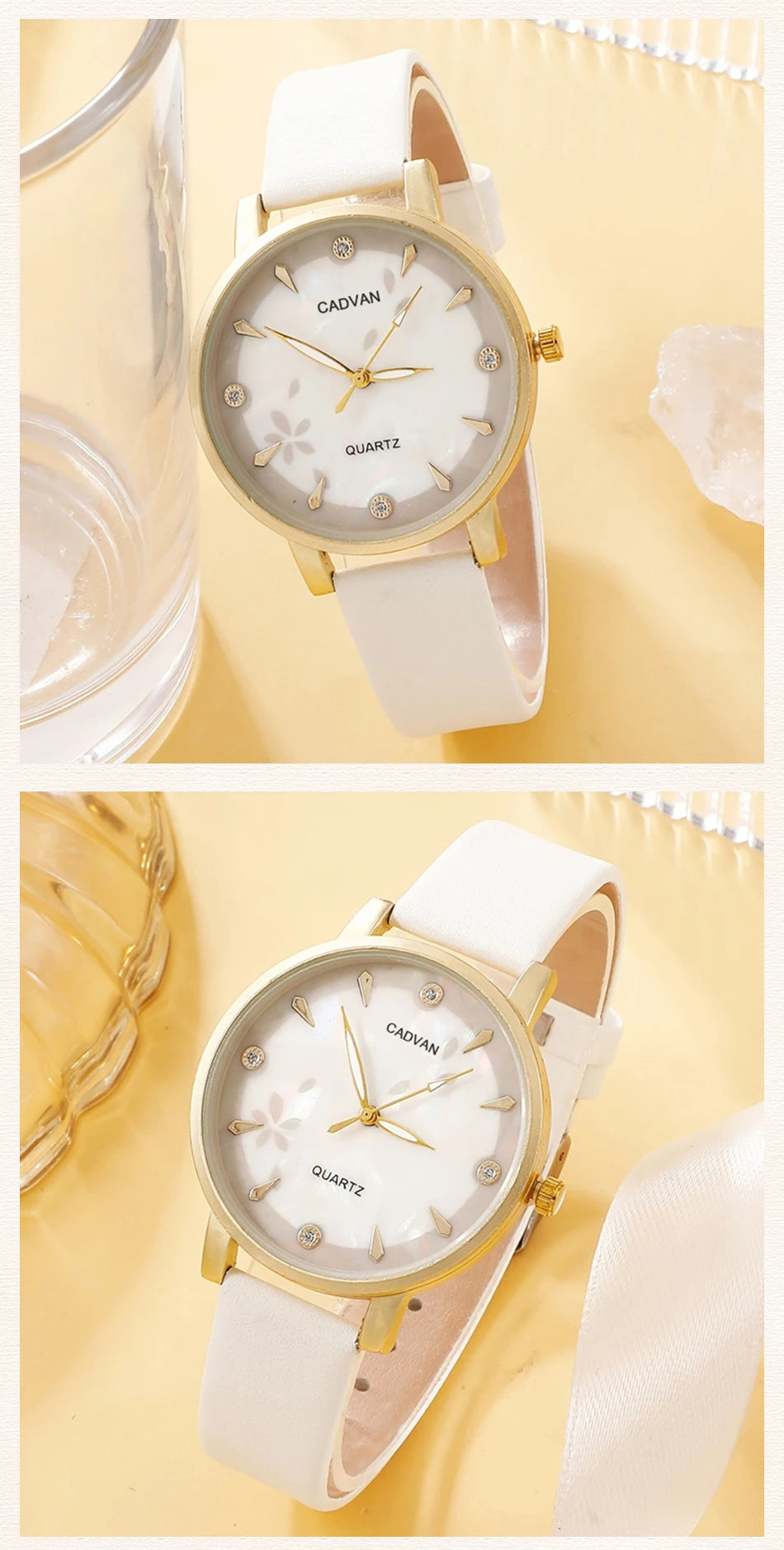 Women's Leather Band Quartz Watch Set - 5 - Piece Fashion Casual - Afrilinker