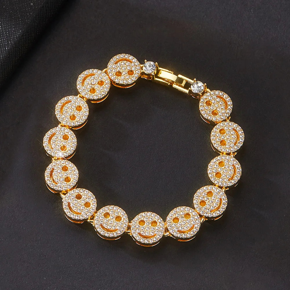 Hip Hop Iced Out Smiley Tennis Chain Necklace - Afrilinker