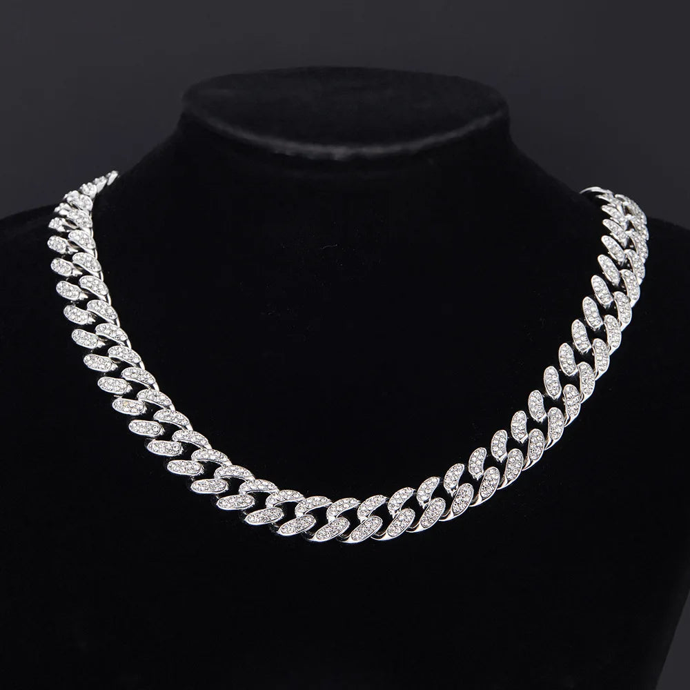 Unisex Hip Hop Iced Out Cuban Chain Necklace - Afrilinker