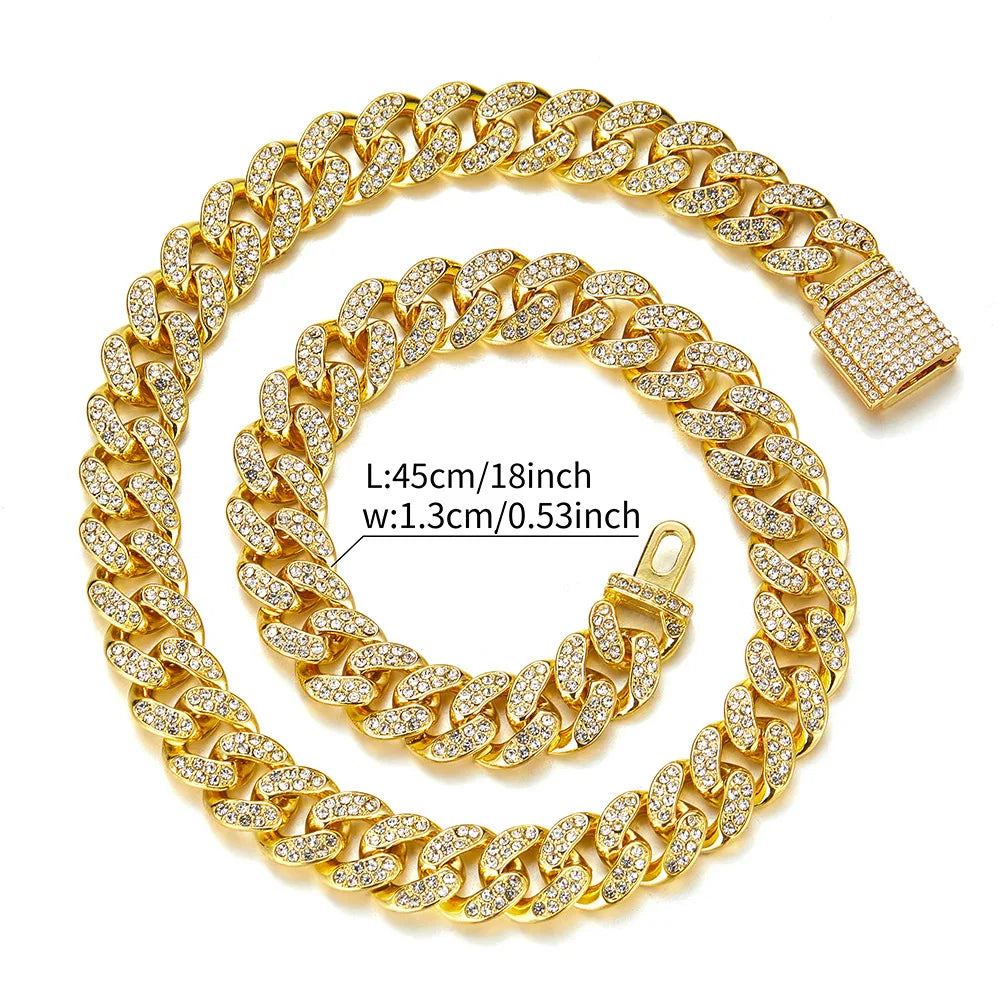 Unisex Hip Hop Iced Out Cuban Chain Necklace - Afrilinker