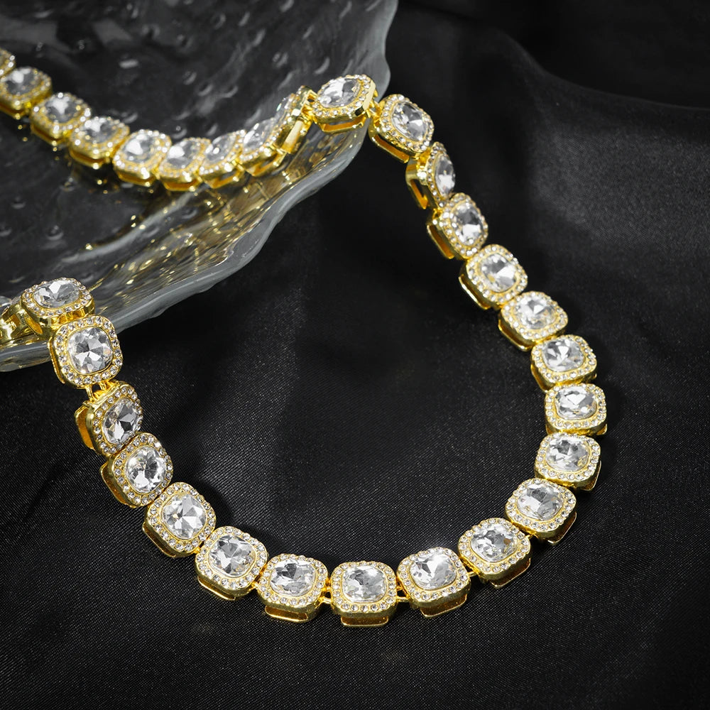Unisex Hip Hop CZ Stone Iced Out Tennis Chain Necklace - Afrilinker