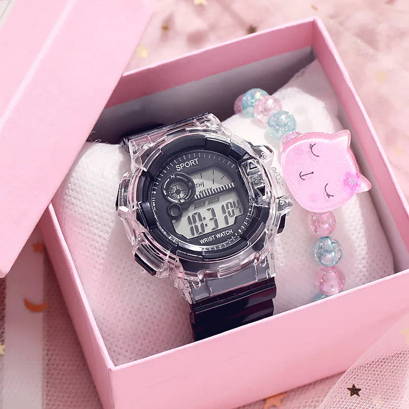 Girls' Digital Sport Watch Set - Colorful Silicone Band - Afrilinker