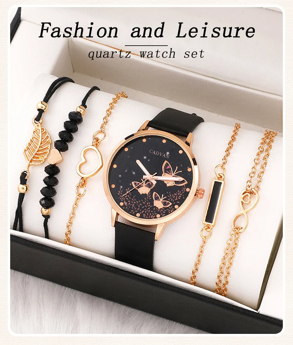 3 - Style Women's Leather Band Watch & Bracelet Set - Afrilinker